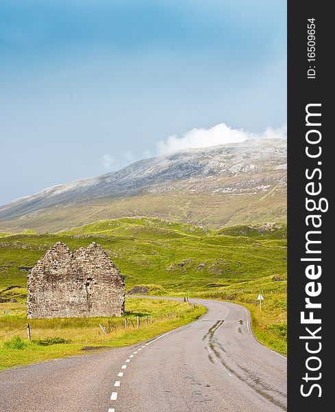 Scotland, Sutherland. Road prospective, useful conceptual of trip. Scotland, Sutherland. Road prospective, useful conceptual of trip