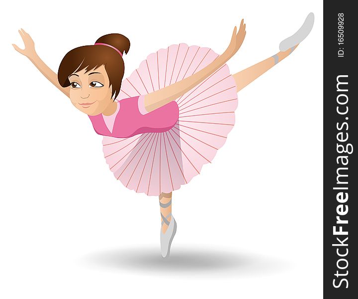Ballerina cartoon style girl illustration. Ballerina cartoon style girl illustration