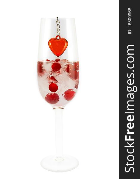 Glass of cranberry on a white background.