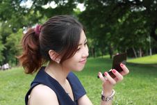 Young Adult Woman Look Mirror Stock Image Young Adult Woman Look Mirror Stock Image
