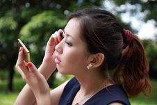 Pretty Young Woman Applying Mascara Stock Images Pretty Young Woman Applying Mascara Stock Images