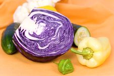 Mixed Vegetable,Red Cabbage,Cucumber,yellow Bell P Royalty Free Stock Image