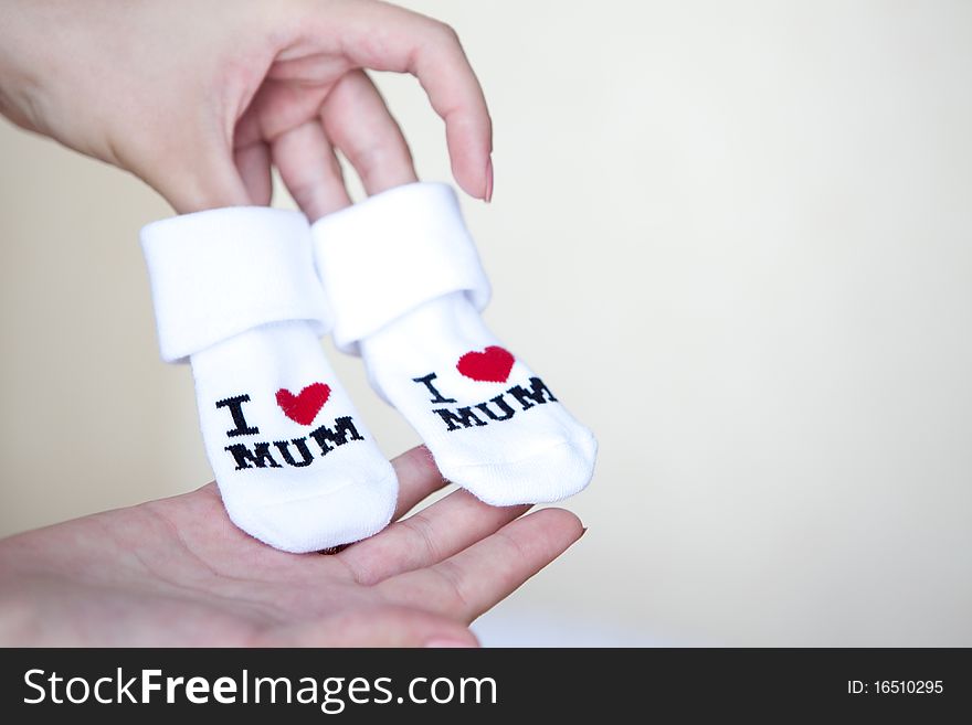 I love Mum baby socks on white