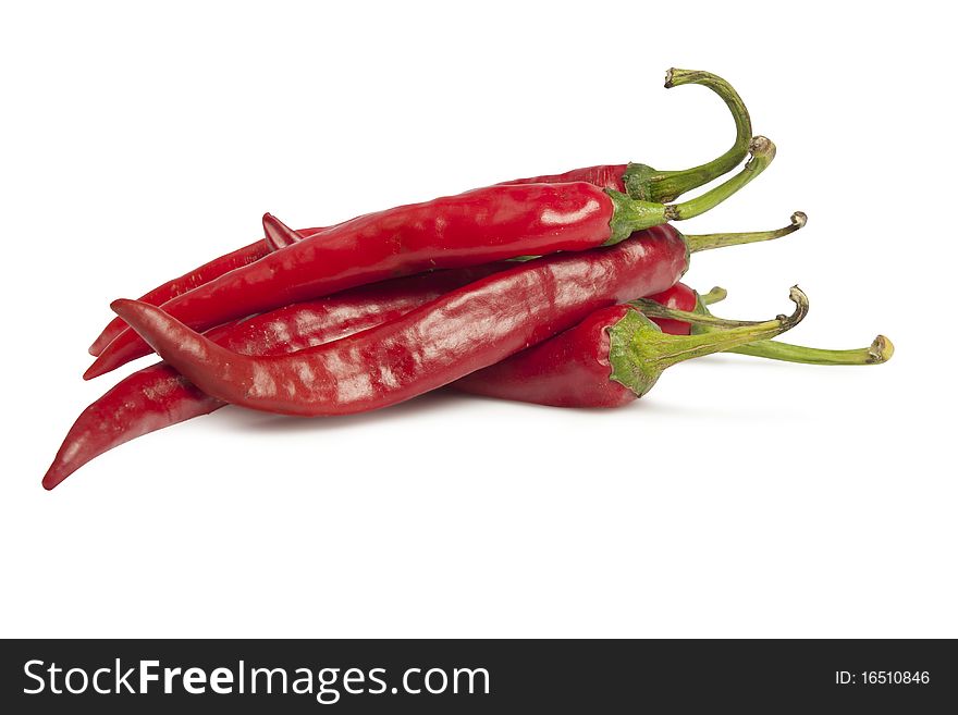 Bunch of red pepper on a white background