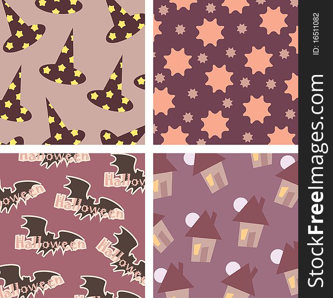 Halloween backgrounds pattern, isolated four patterns