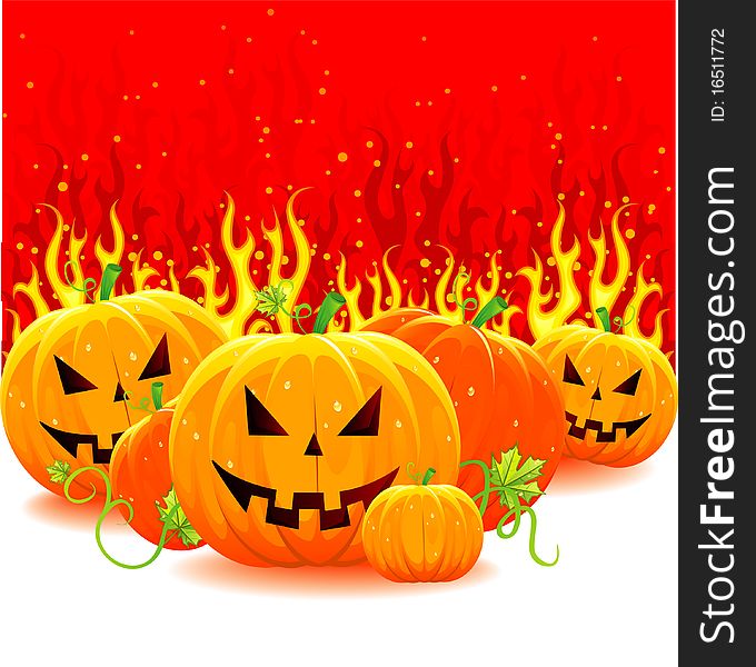 Halloween pumpkin with fire,