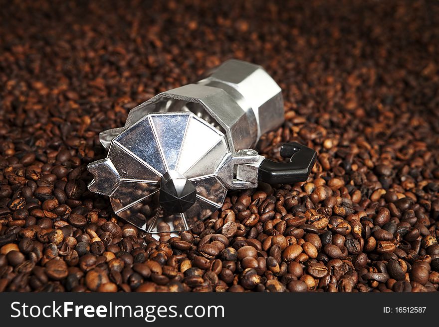 Coffee machine in coffee beans