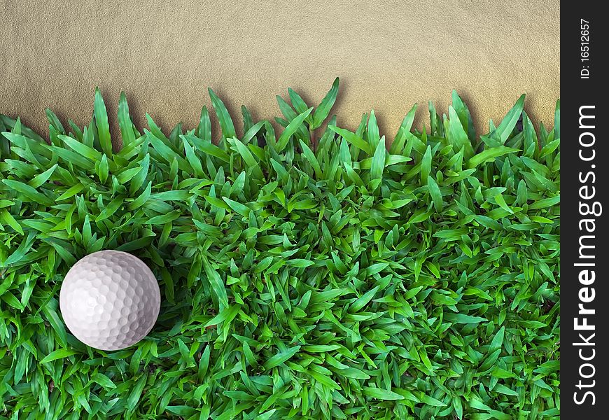 Golf Ball on Green Grass and Sand