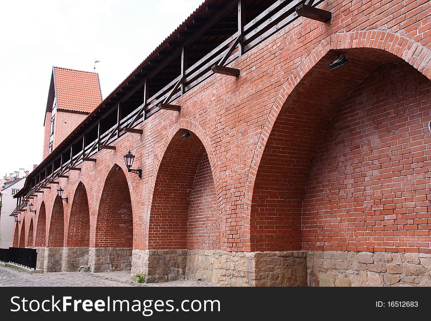A part of the reconstructed city wall in Riga - the capital of Latvia. A part of the reconstructed city wall in Riga - the capital of Latvia