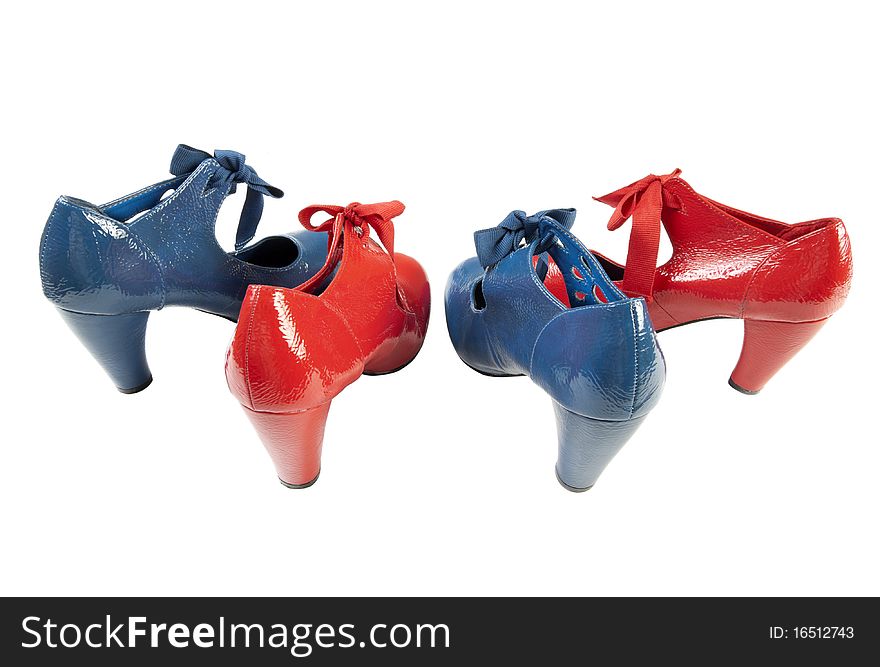 Female Blue And Red Shoes | Isolated