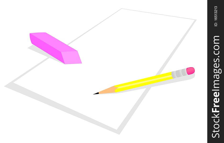On a sheet of a paper writes a pencil. On a sheet of a paper writes a pencil.