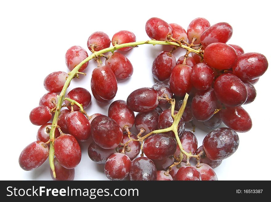 Bunch of red grapes fruit isolated on white