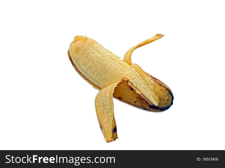 Isolated of Ripe yellow bananas on a white background