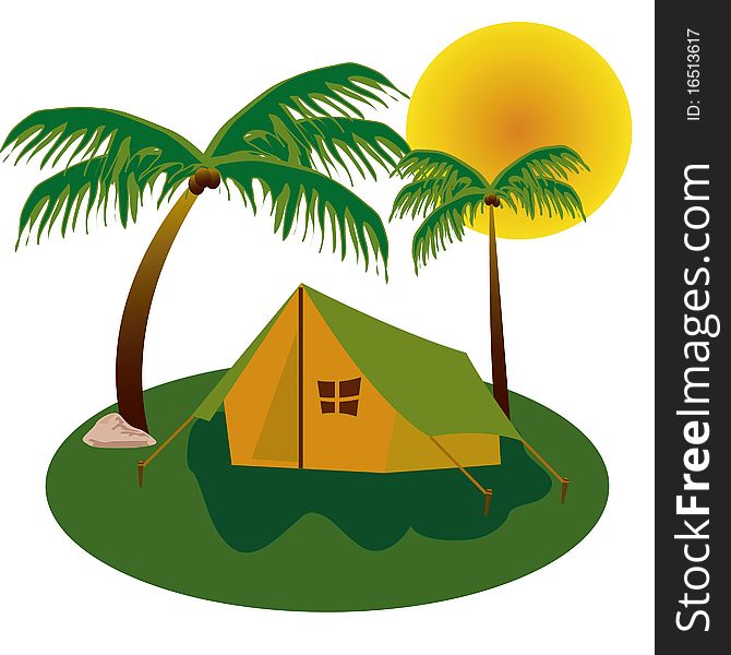 Tent costing under palm