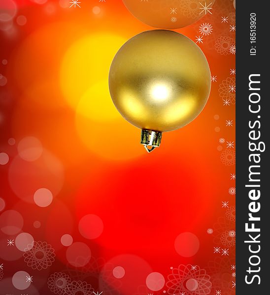 Golden Christmas ball with blur background. Golden Christmas ball with blur background