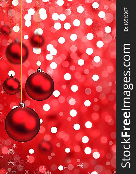 Red Christmas balls with blur background. Red Christmas balls with blur background