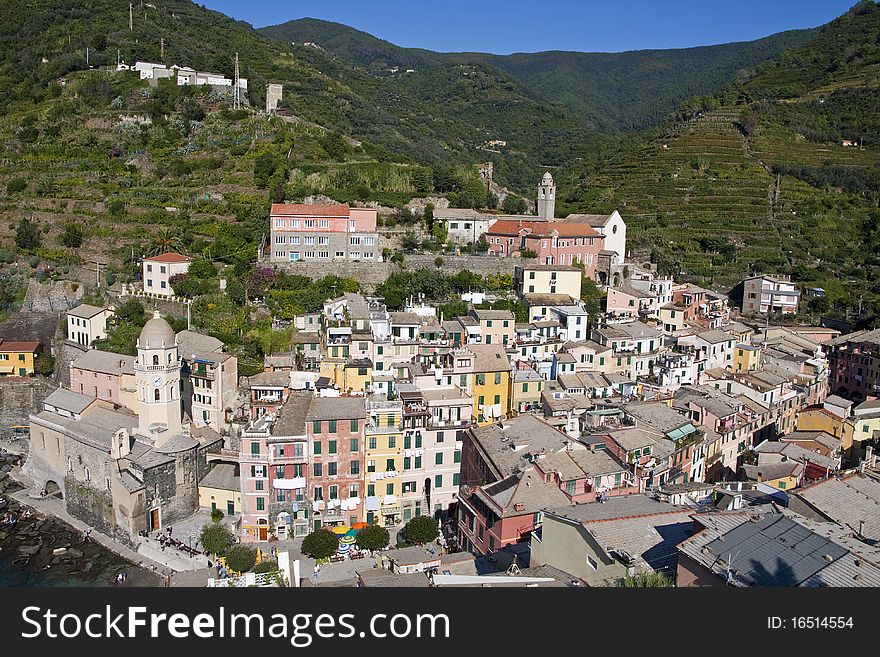 Vernazza village place in the national park of Cinque Terra - Italy.