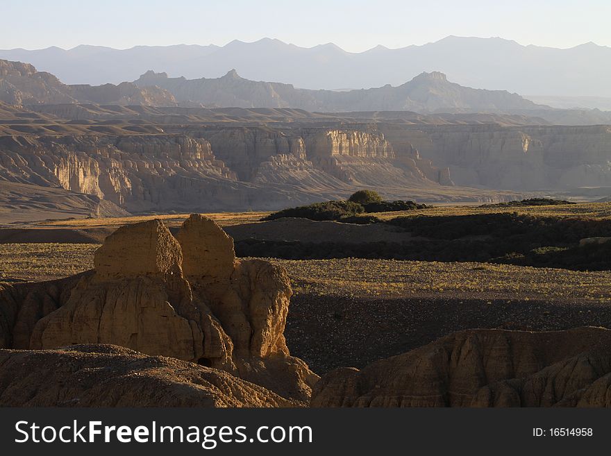 Clay forest at sunrise, Zanda,Tibet,China