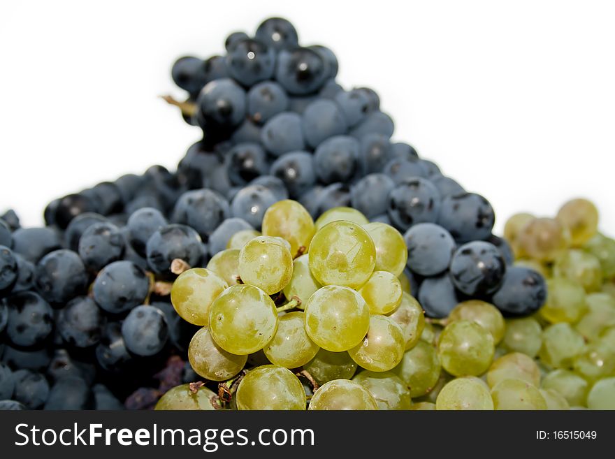 Blue and white grape isolated on white background