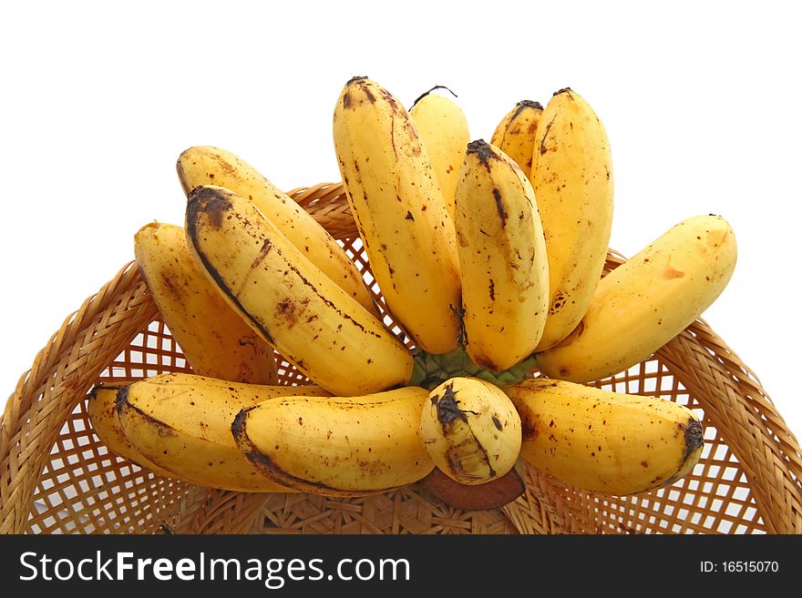 Hand of bananas, tropical Thai fruit, in Basket