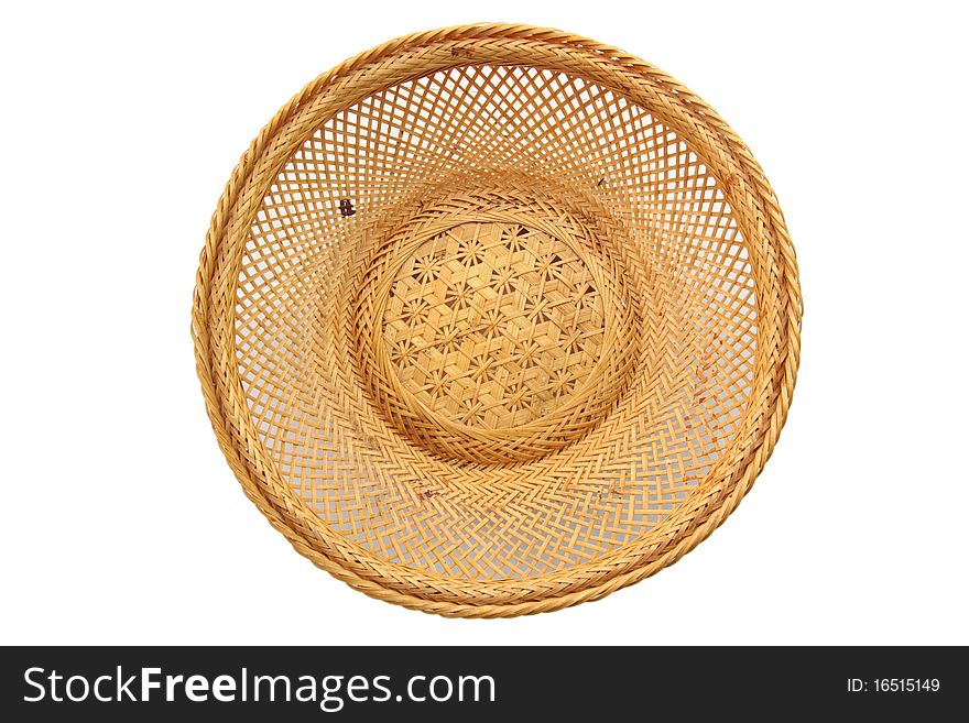 Wooden fruit basket isolated on white background
