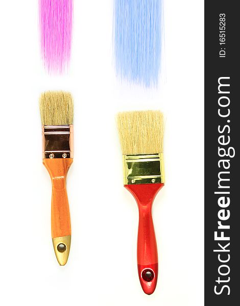 Brush 2 colors for pink and blue oil painting. Brush 2 colors for pink and blue oil painting.