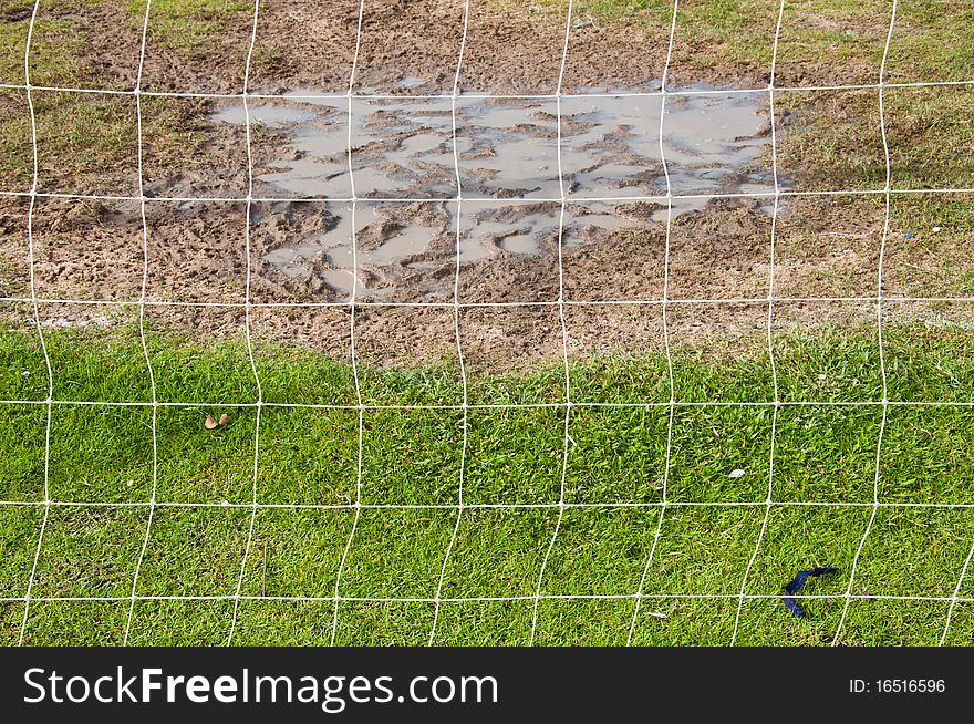 Goal net at the football field