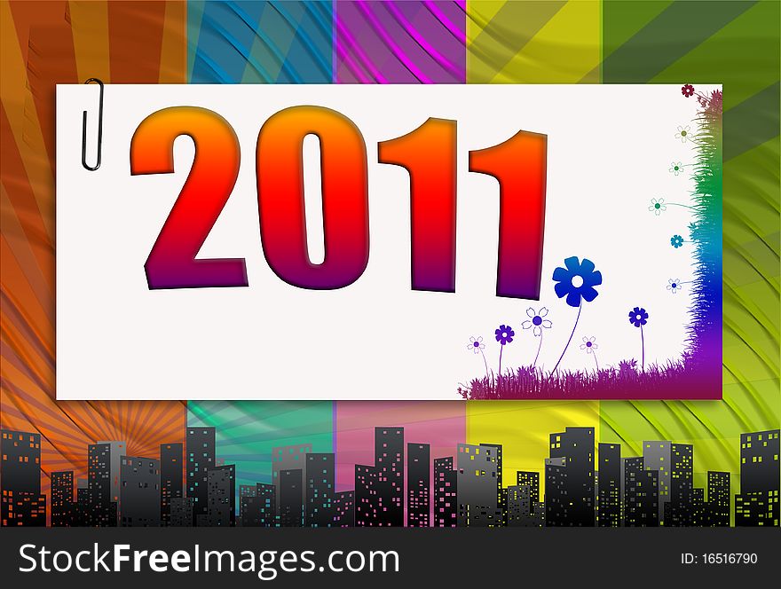 2011 in a colourful framework on a bright background. 2011 in a colourful framework on a bright background