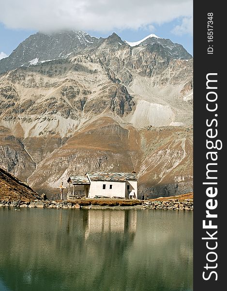 A chapel in the alpine mountains. A chapel in the alpine mountains