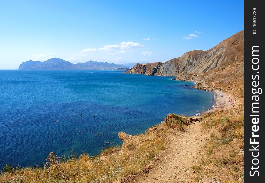 Summer view of mountain Kara-dag and the Black sea, Crimea, Ukraine