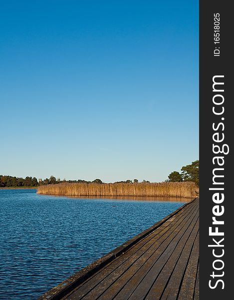 Wooden Pier And Common Reed At The Baltic Sea