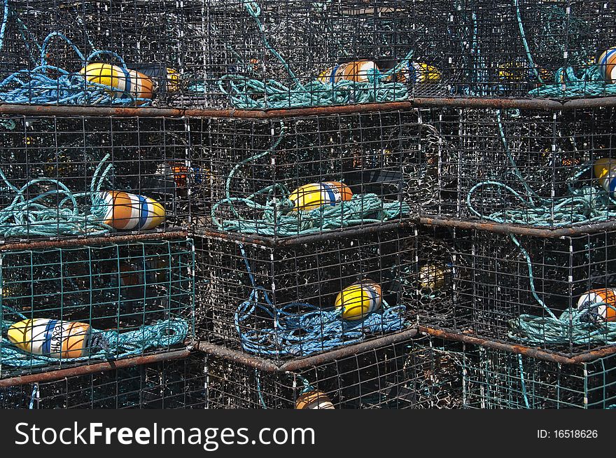 Lobster traps during lobster season in Oceanside, California. Lobster traps during lobster season in Oceanside, California.