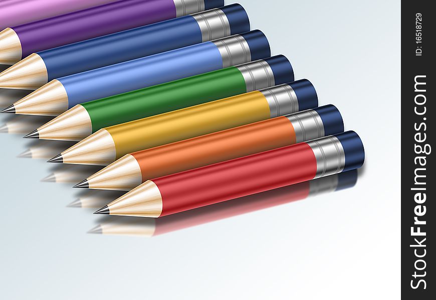 A set of colourful pencils
