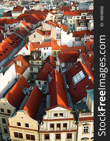 A shot of roofs and houses taken from the Old Town's outlook tower. A shot of roofs and houses taken from the Old Town's outlook tower