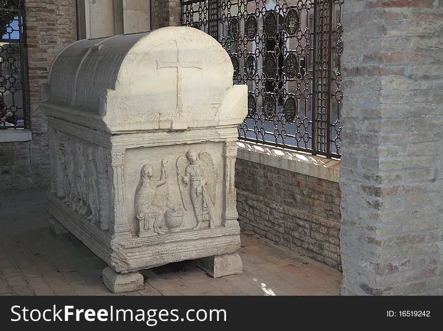 Sarcophagus near the tomb of Dante in Ravenna