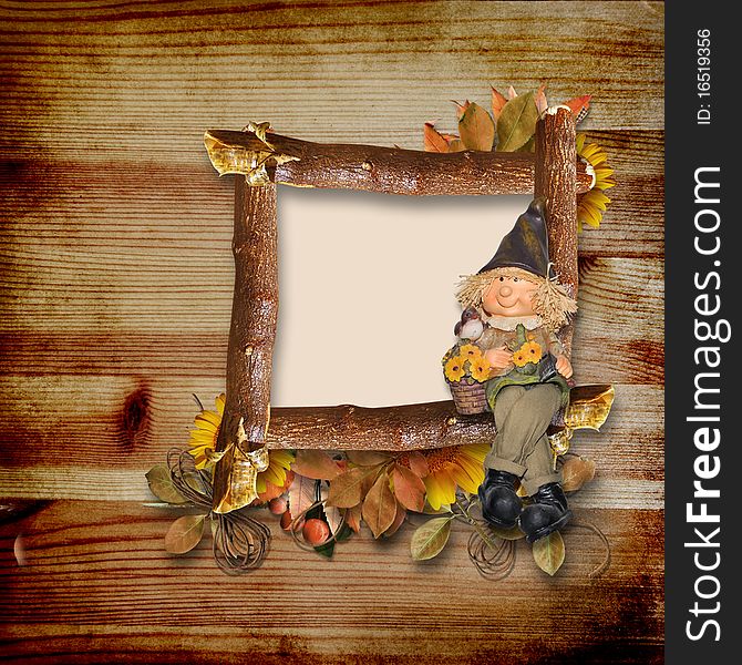 Wooden Frame On Autumn Background