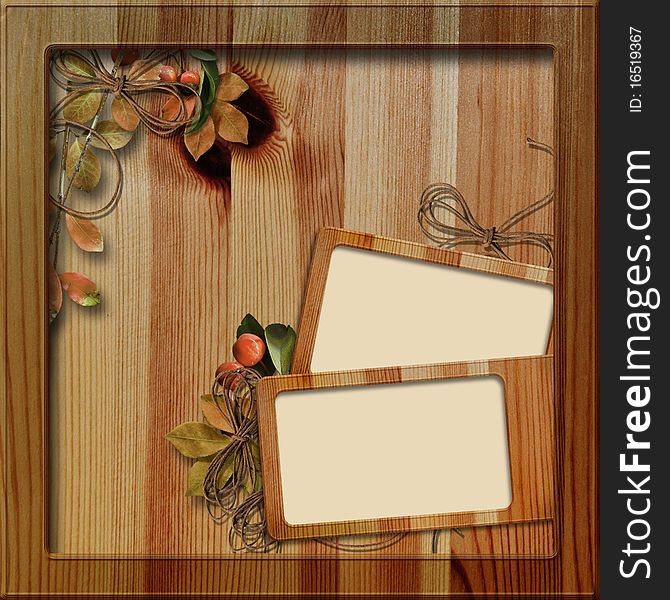 Wooden Frame With Autumn Leafs