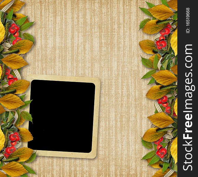 Card for the holiday with autumn leaves on the abstract background. Card for the holiday with autumn leaves on the abstract background