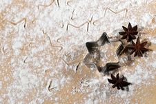 Star-shaped And Star Anise In The Flour V1 Stock Image Star-shaped And Star Anise In The Flour V1 Stock Image