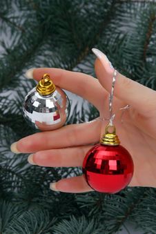 Hand Holding Christmas Balls Stock Image Hand Holding Christmas Balls Stock Image