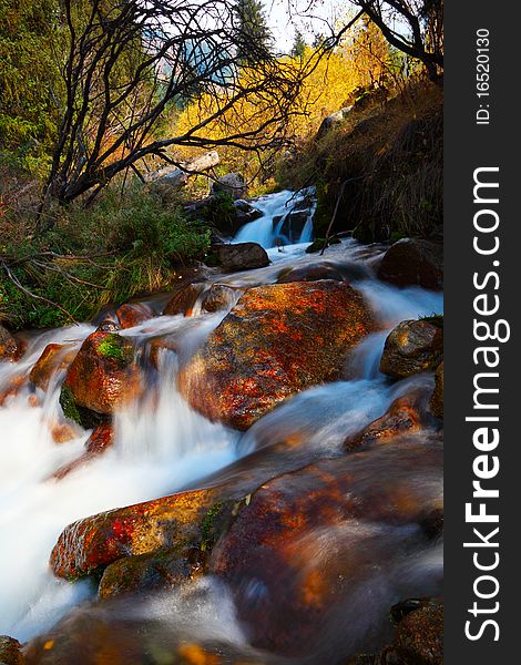 Beautiful landscape with the mountain river