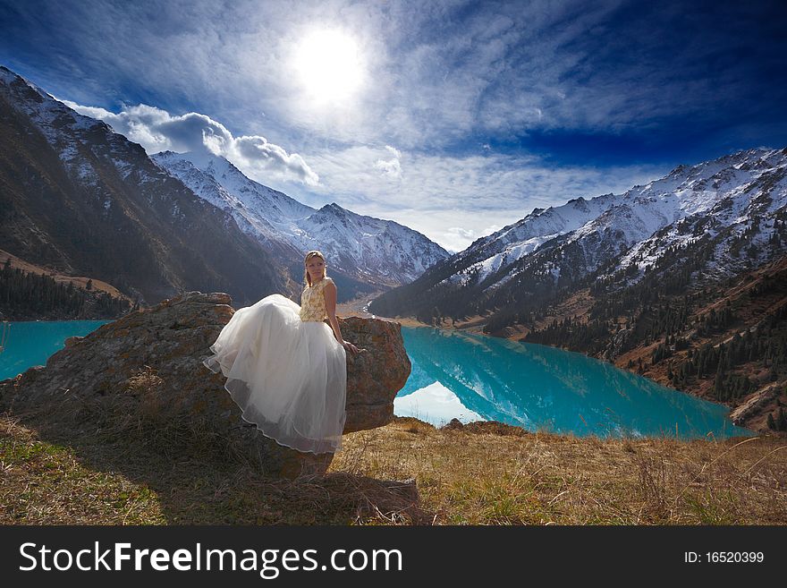 The bride in snow mountains