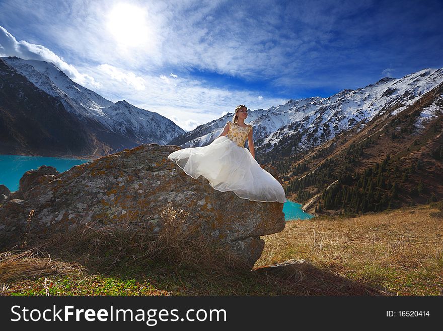 The bride in snow mountains