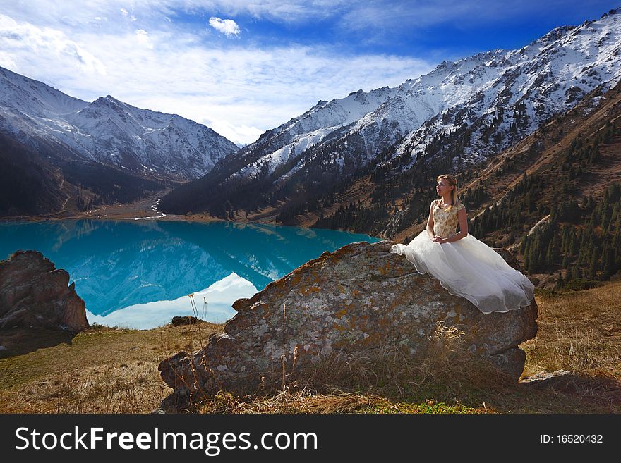 The bride in snow mountains