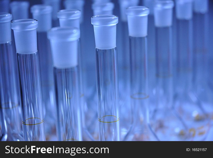 There are Volumetric flask in chemical laboratory. There are Volumetric flask in chemical laboratory