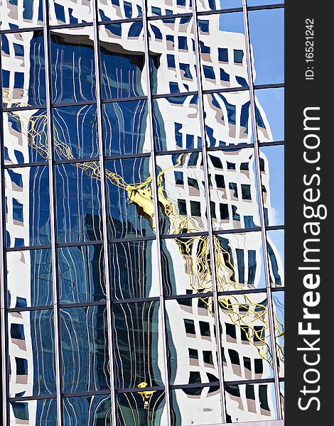 Glass office building with reflections