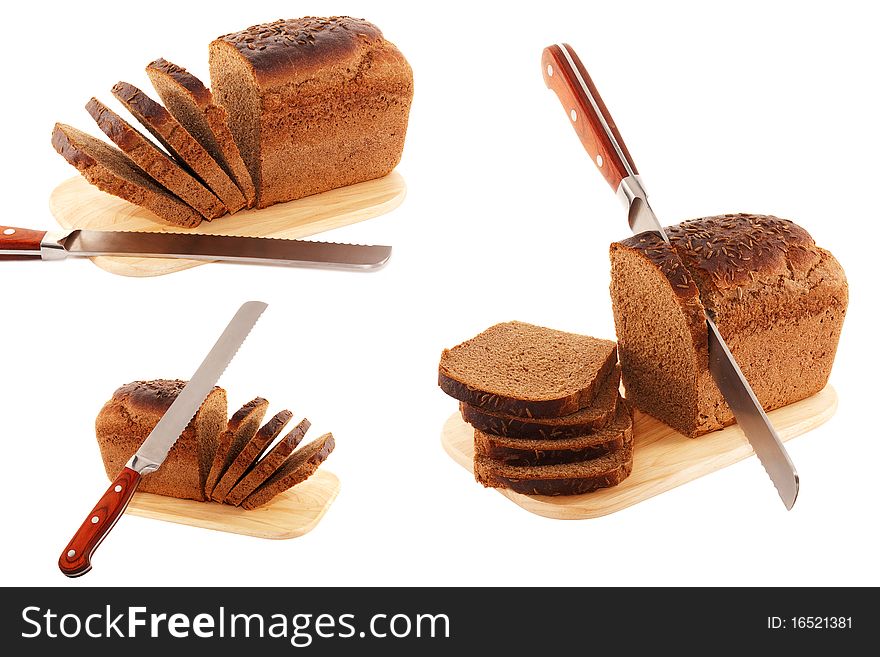 Sliced rye bread isolated on white background