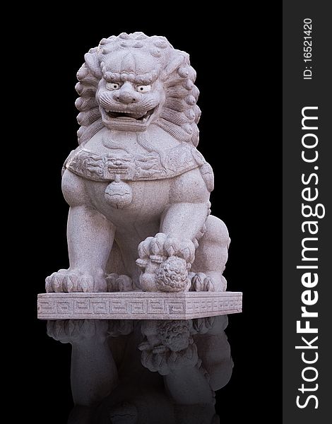 Chinese style lion stature in black