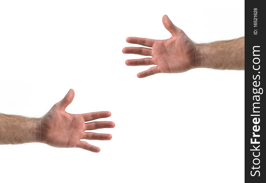 A hand isolated against a white background