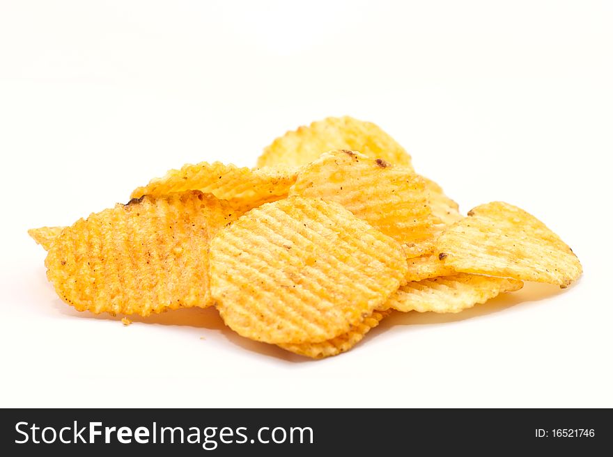 Fried chips on a white background